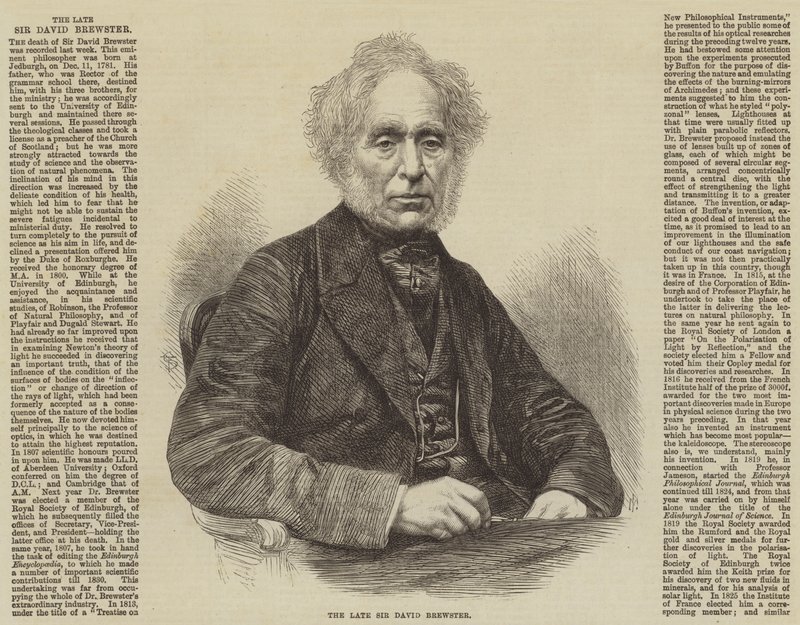 Avdøde Sir David Brewster (gravering) av English School