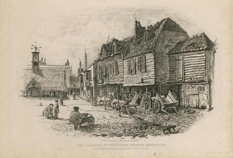 Den gamle oppstallingen av Three Pigeons av English School