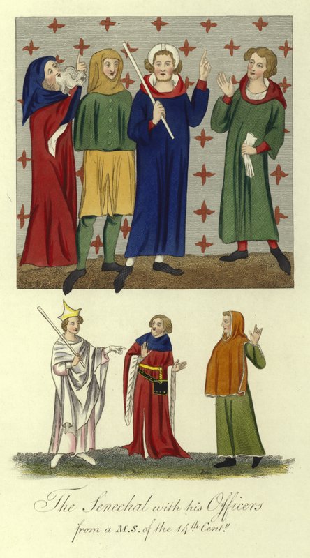 Senechalen med sine offiserer, 1300-tallet av English School