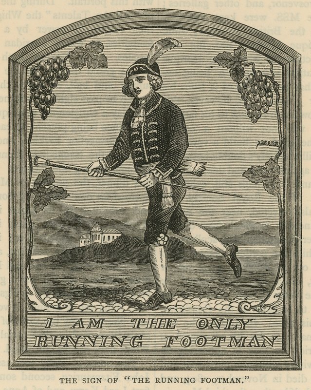 Tegnet til The Running Footman av English School