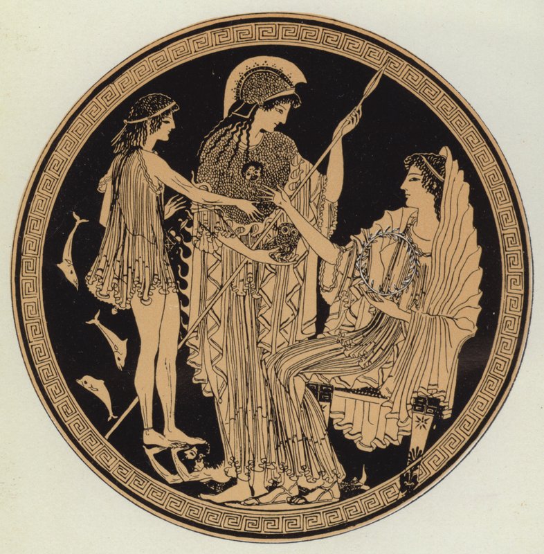 Theseus brakt frem for Amphitrite (farge litho) av English School