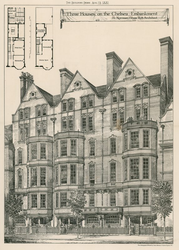 Tre hus på Chelsea Embankment av English School