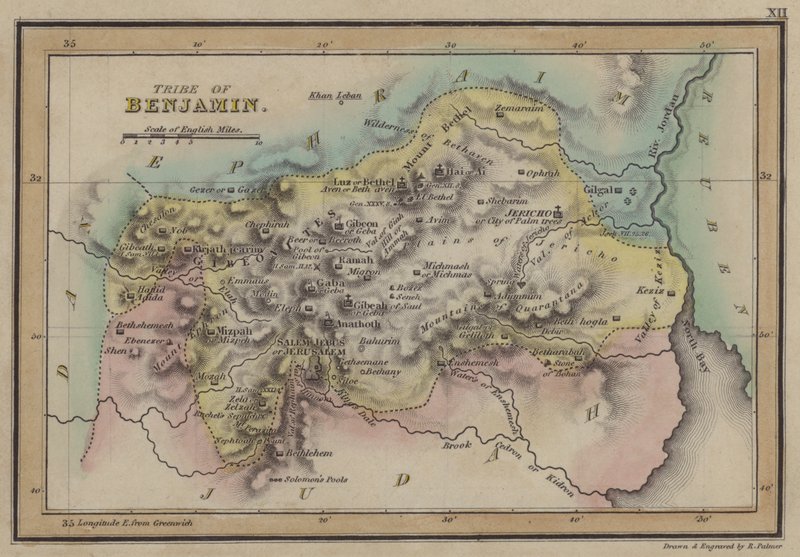 Tribe of Benjamin (farget gravering) av English School