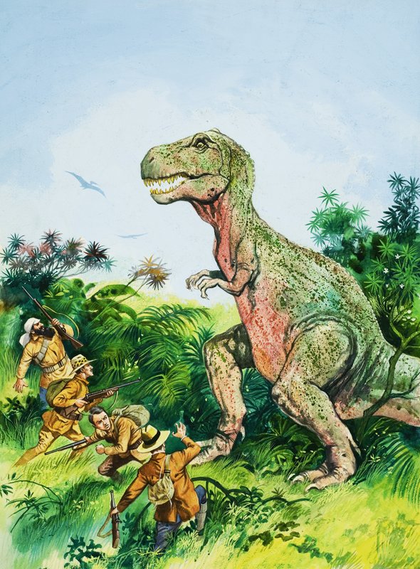 Tyrannosaurus Rex konfronterer menn av English School