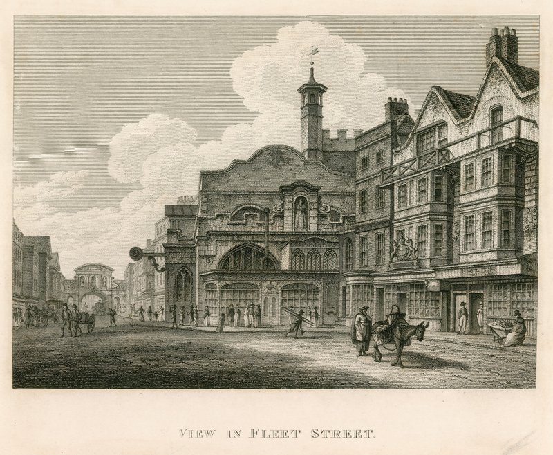 Utsikt over Fleet Street, London av English School