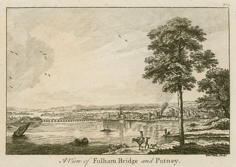 Utsikt over Fulham Bridge ved Putney av English School