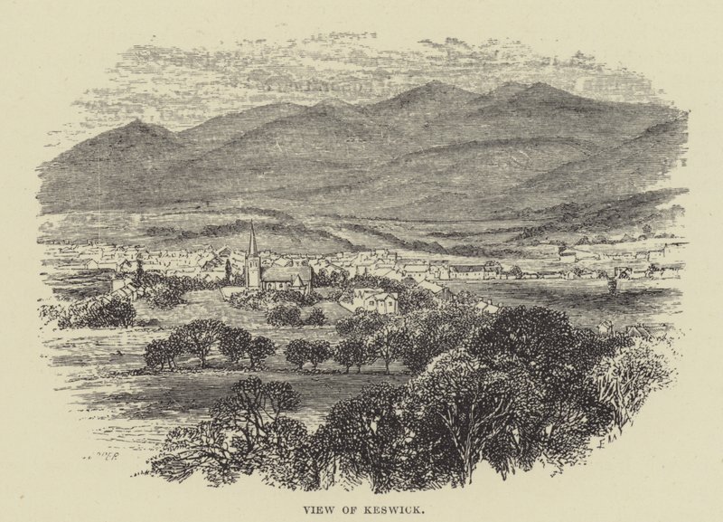 Utsikt over Keswick (gravering) av English School