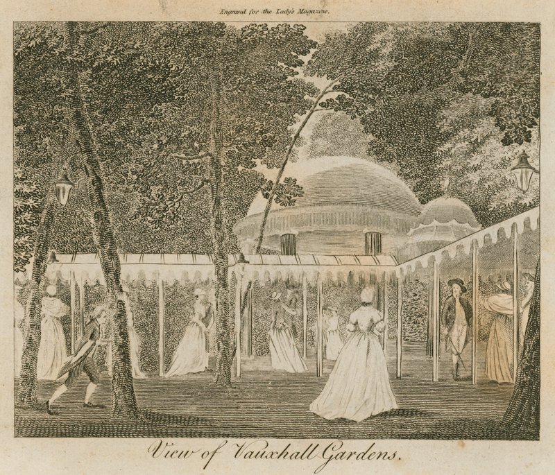 Utsikt over Vauxhall Gardens, London av English School