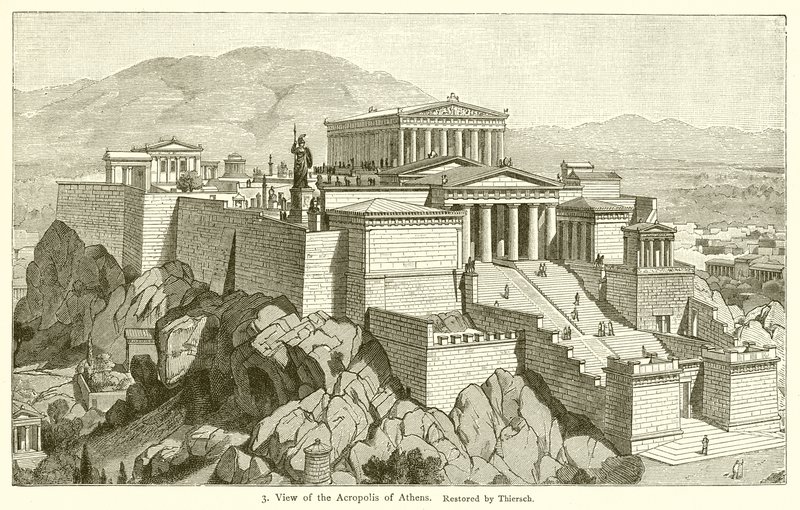 Utsikt over Akropolis i Athen av English School