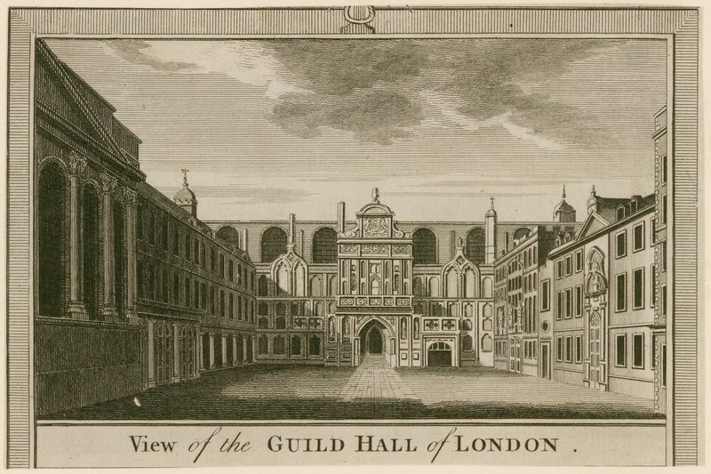 Utsikt over Guildhall, London av English School
