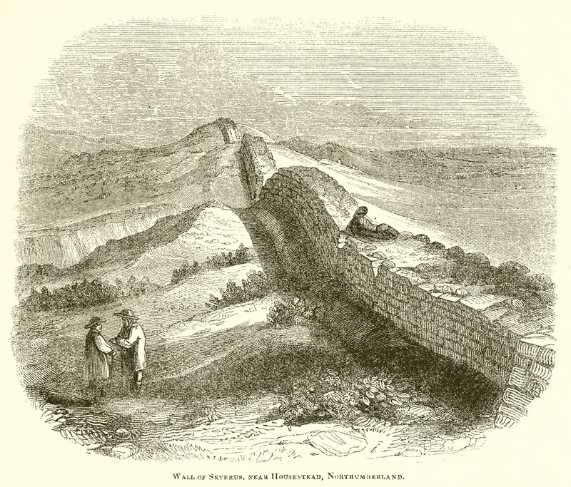 Wall of Severus, nær Housestead, Northumberland av English School