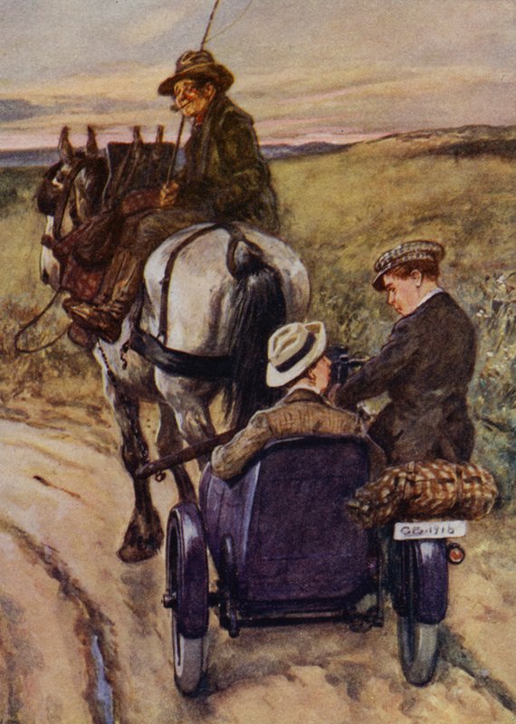 Hvem har glemt bensinen? (farge litho) av English School