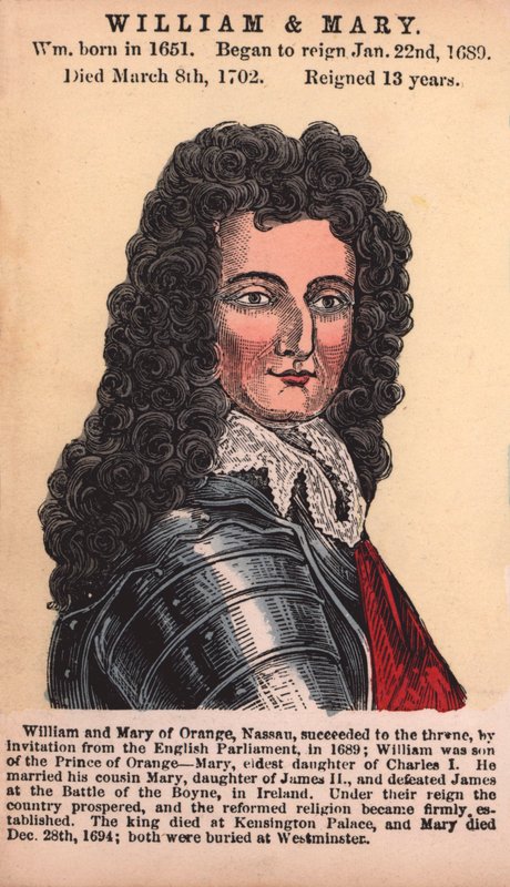 William og Mary (farget gravering) av English School