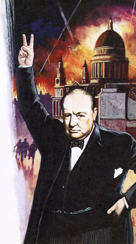 Winston Churchill under Blitz av English School