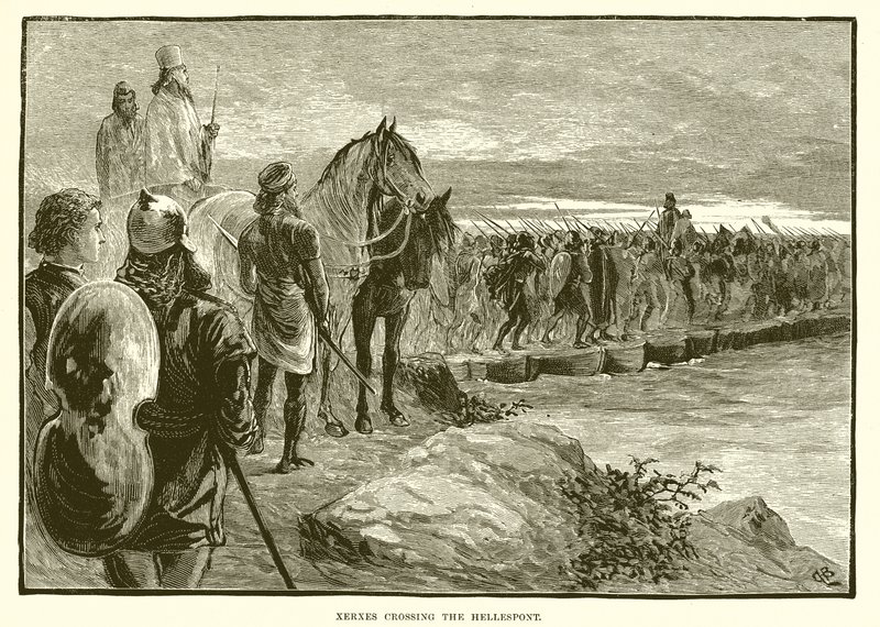 Xerxes krysser Hellespont av English School