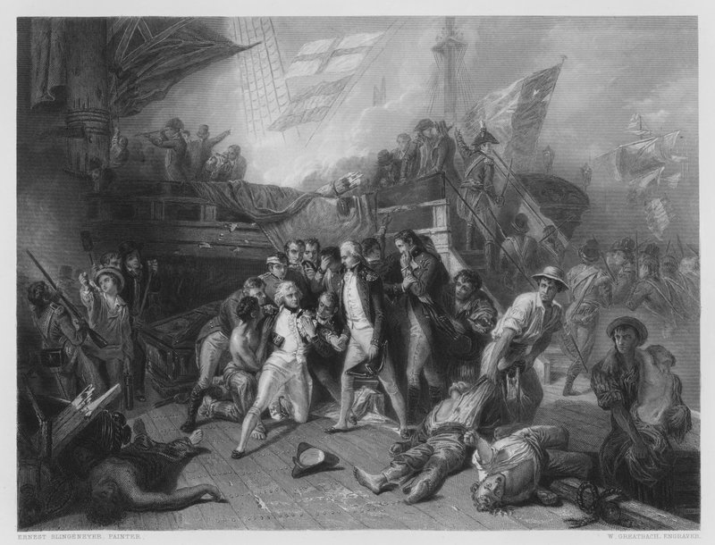 The Death of Nelson (gravering) av Ernest (after) Slingeneyer