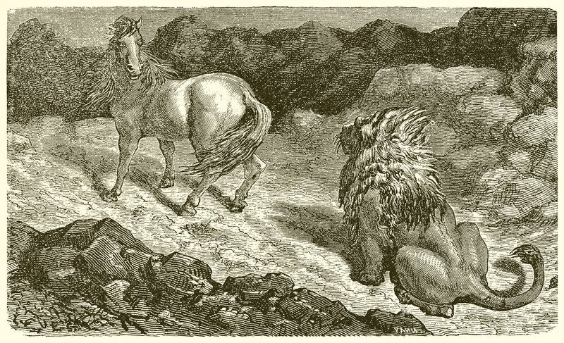 Hesten og løven av Ernest Henry Griset