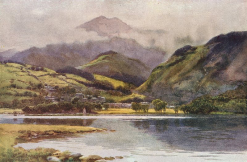 Coniston Lake (farge litho) av Ernest William Haslehust