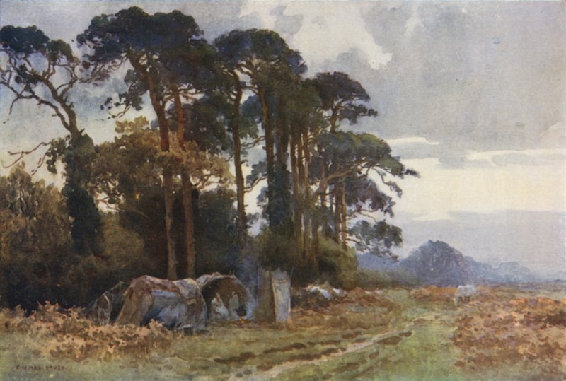 Sigøynere på Coldharbour (farge litho) av Ernest William Haslehust
