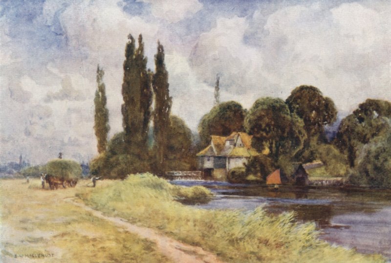 Iffley Mill (farge litho) av Ernest William Haslehust