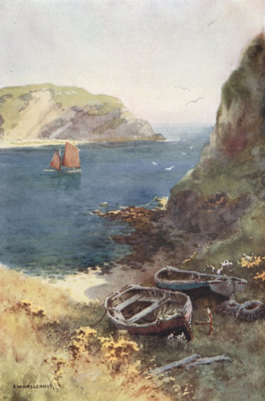 Lulworth Cove (farge litho) av Ernest William Haslehust