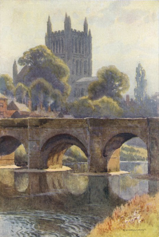 Old Wye Bridge (farge litho) av Ernest William Haslehust