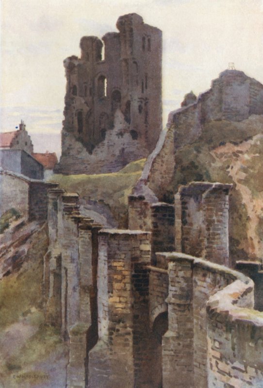 Scarborough Castle (farge litho) av Ernest William Haslehust