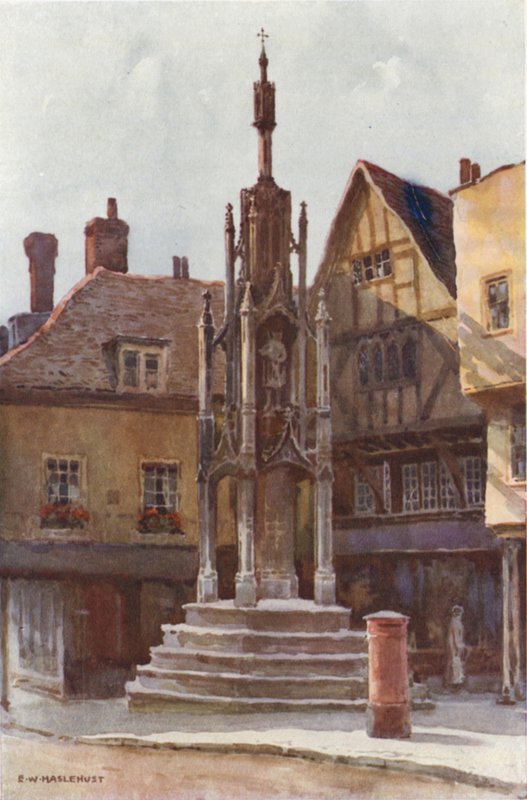 The Butter Cross (farge litho) av Ernest William Haslehust