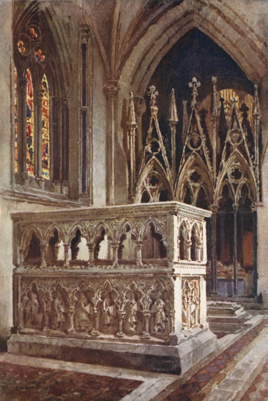 The Cantilupe Shrine (farge litho) av Ernest William Haslehust