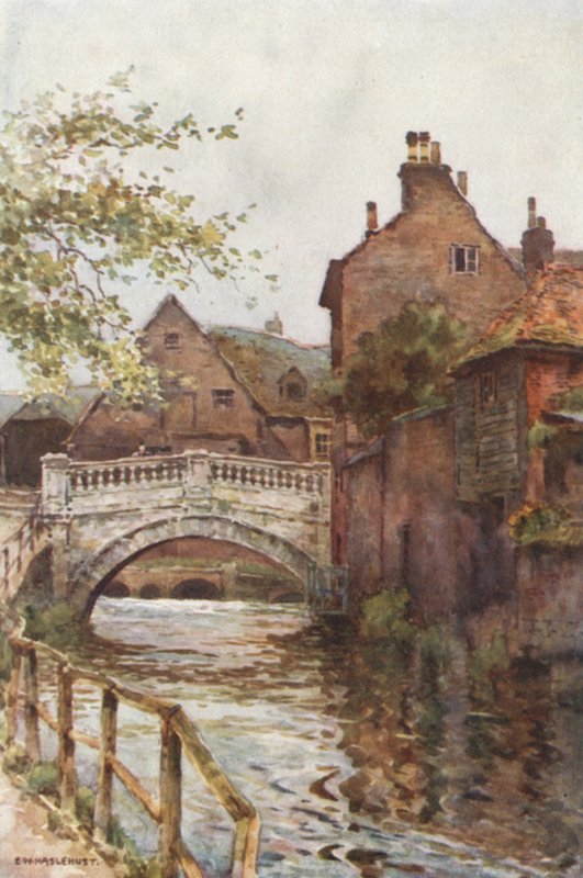 Bybroen (farge litho) av Ernest William Haslehust