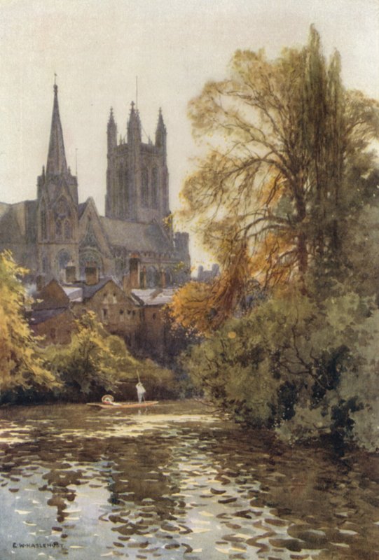 The Leam at Leamington (farge litho) av Ernest William Haslehust