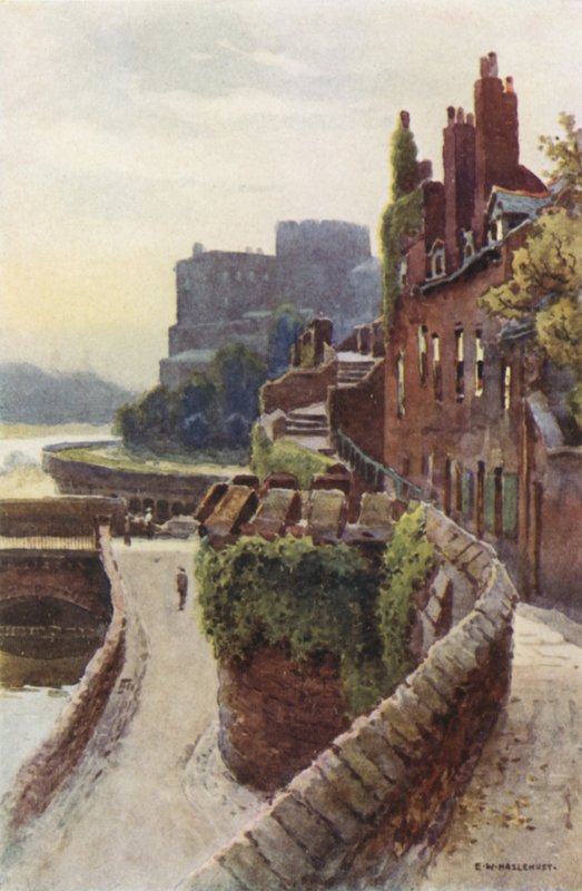The Walls near Bridgegate (farge litho) av Ernest William Haslehust