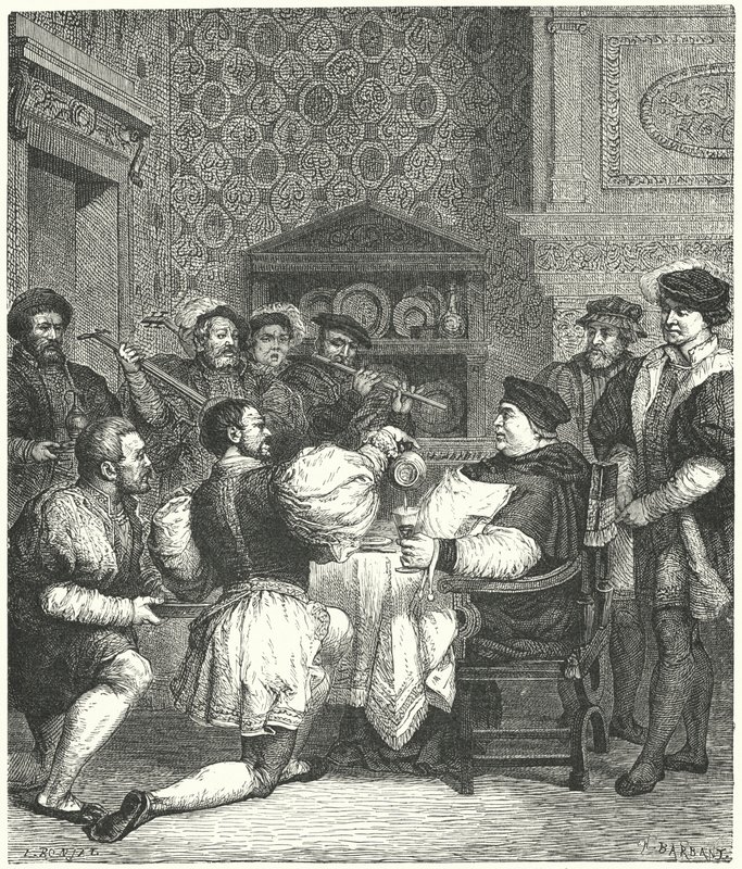Kardinal Wolsey blir underholdt hjemme av Etienne after Ronjat