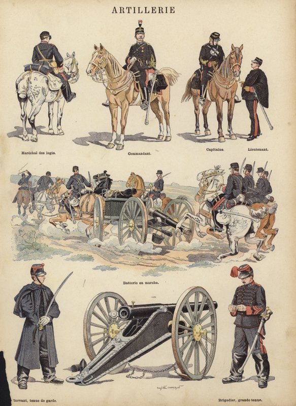 Artilleri av den franske hæren (farge litho) av Eugene Chaperon