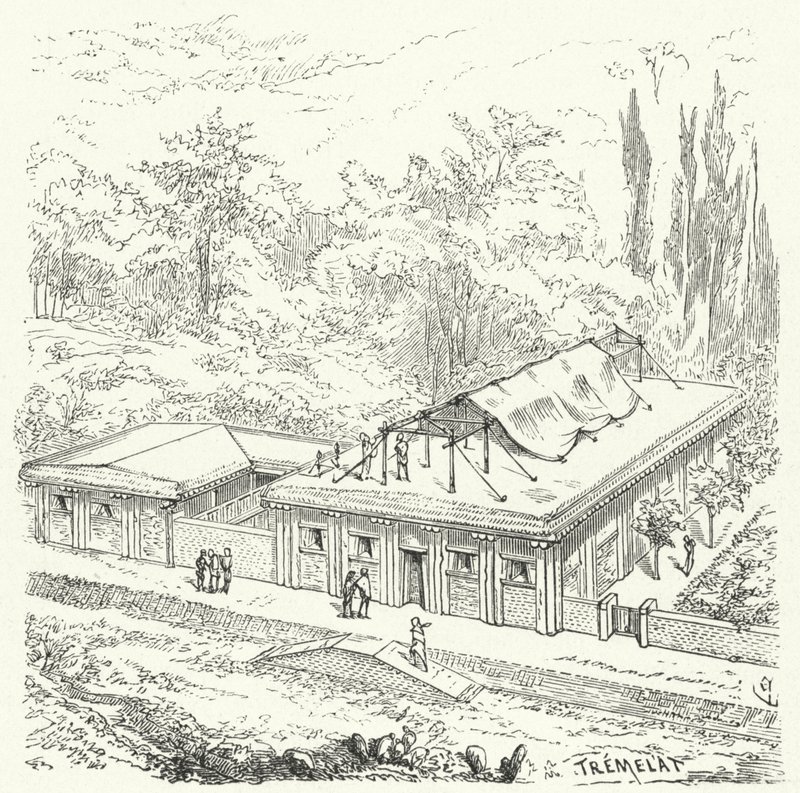 Gamle assyriske boliger av Eugene Emmanuel after Viollet le Duc