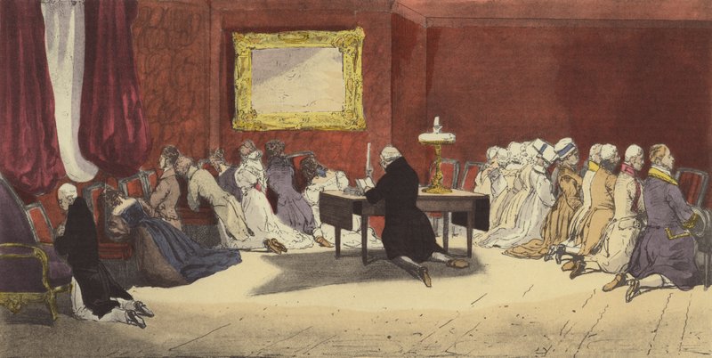 kveldsbønn av Eugene Louis after Lami