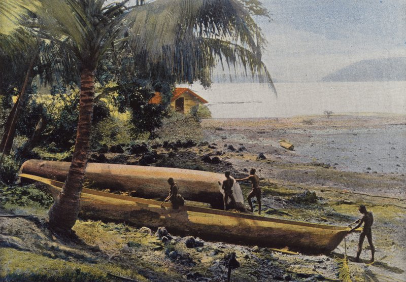 Andamanøyene, bygger en kano av European Photographer