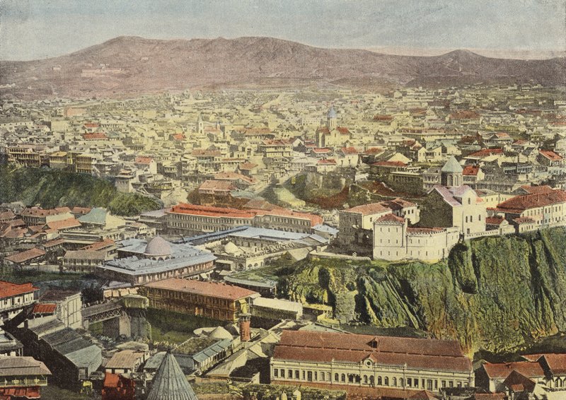 Tiflis, generell utsikt over venstre bredd av Koura av European Photographer