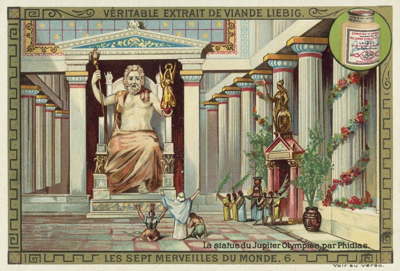 Statue av Zevs i Olympia, Hellas, av Phidias av European School