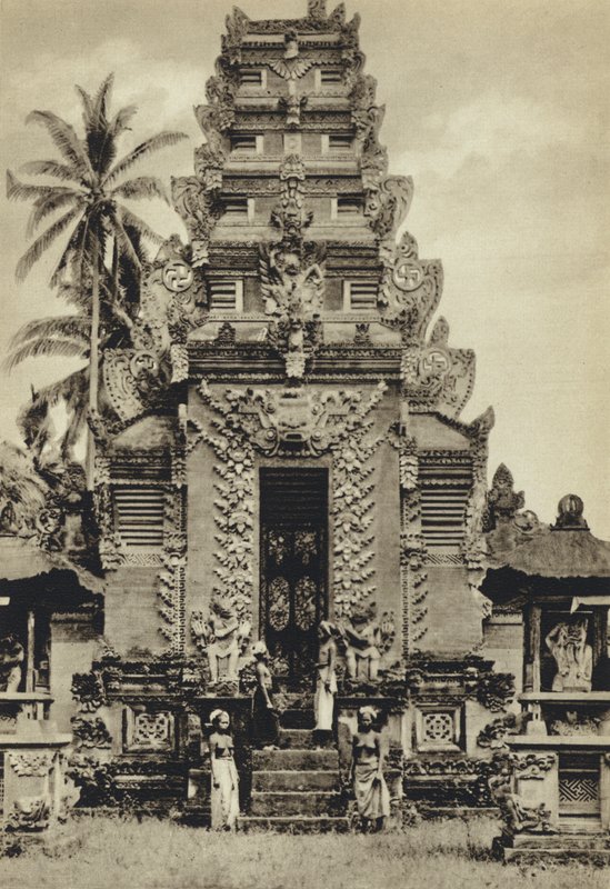 Nederlandsk India, Temple, Bali (s/hvitt bilde) av European Photographer
