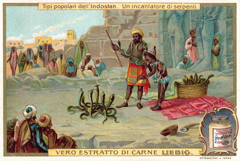 En slangetjarmer (chromolitho) av European School