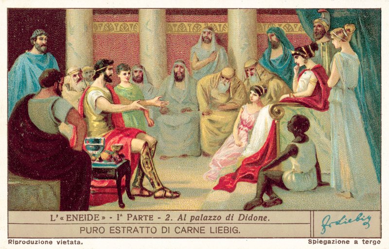 Aeneas ved Didos palass (chromolitho) av European School