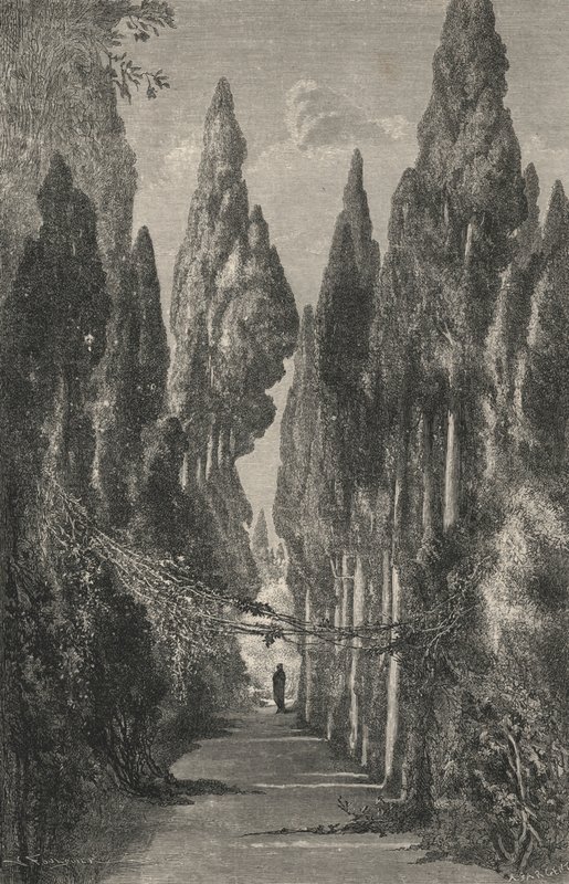 Allee du Generalife (gravering) av European School