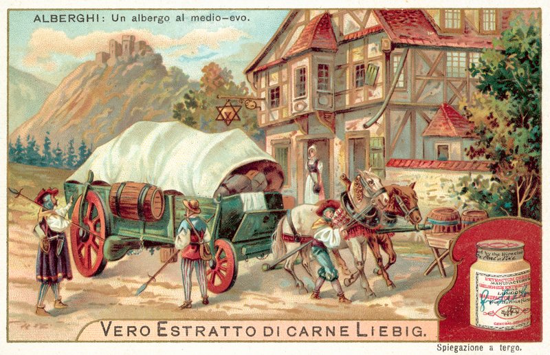 Et vertshus i middelalderen (chromolitho) av European School