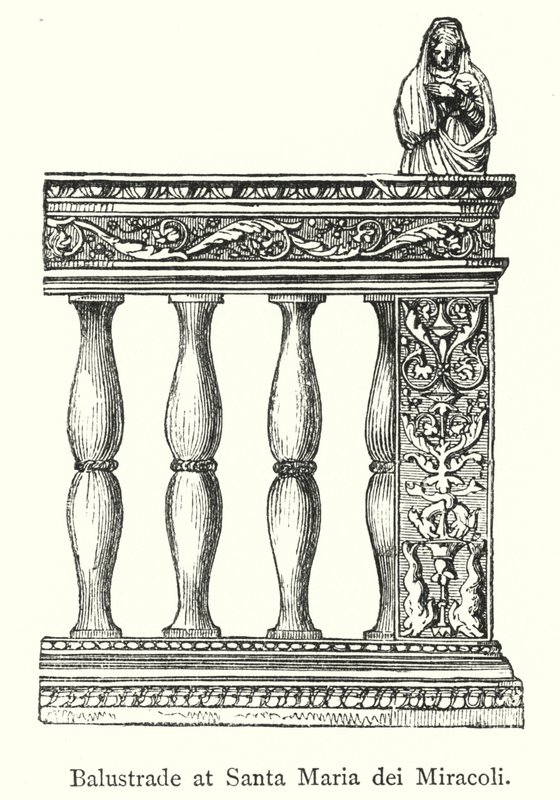 Balustrade ved Santa Maria dei Miracoli (gravering) av European School
