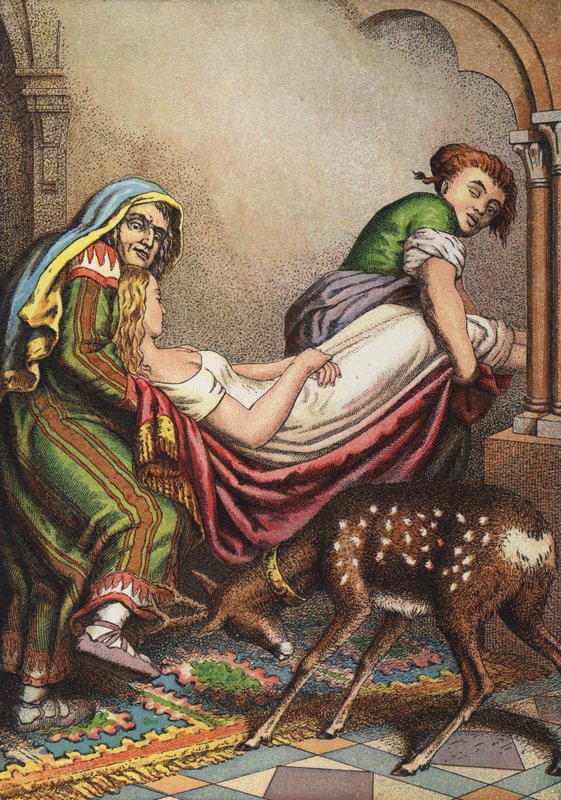 Bror og søster (farge litho) av European School