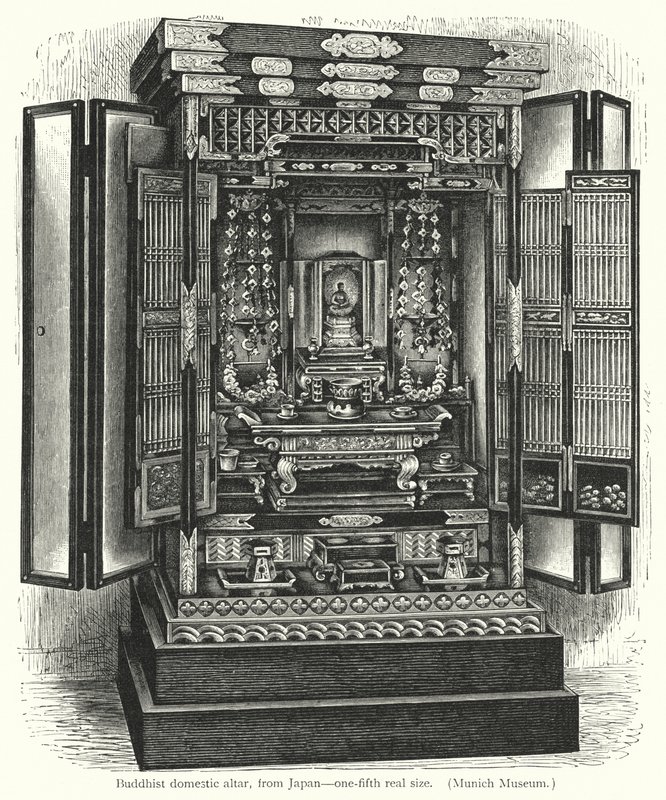 Buddhistisk husalter, fra Japan (gravering) av European School