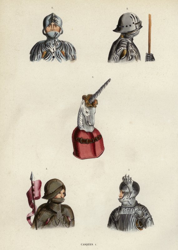 Casques (farget gravering) av European School