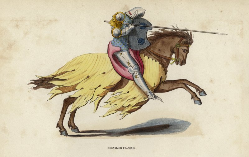 Chevalier Francais (farget gravering) av European School