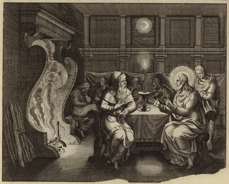 Samtale om Jesus Kristus og Nikodemus (gravering) av European School
